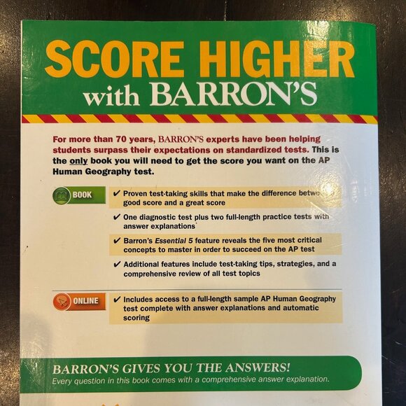 AP Human Geography textbook by Barron's - LIKE NEW - Picture 4 of 4